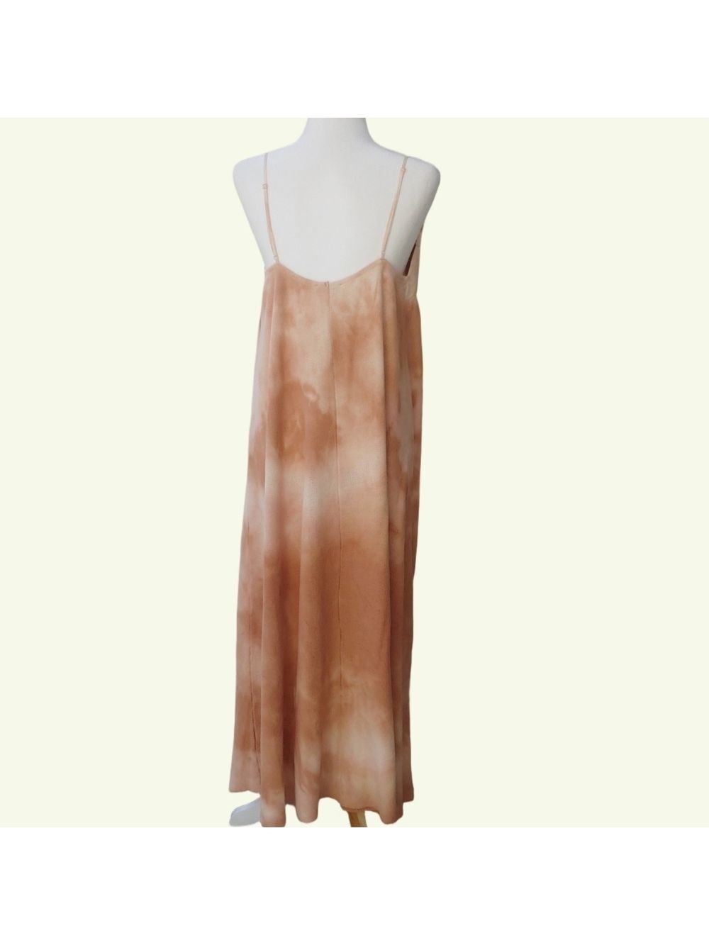 ZARA Maxi Summer Tie Dye Strap Dress Tan and Peach Women's Medium, NWT - Picture 5 of 17